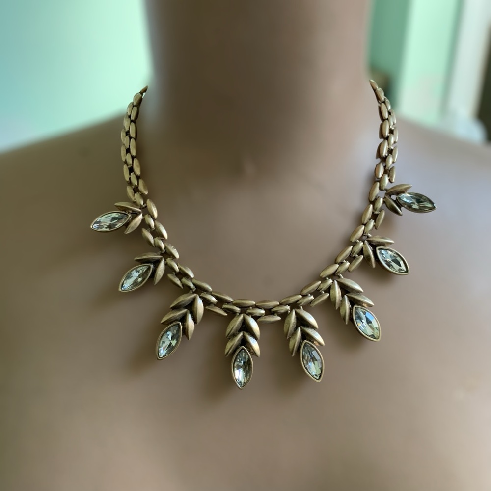 Stella & Dot Versatile Crystal Encrusted Birdie Feather Statement Necklace